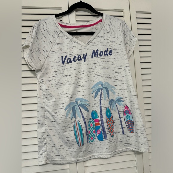 Cuddl Duds Tops - Vacay Mode Kids Shirt - White and Blue